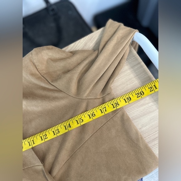 Zara Women’s Tan Faux Suede Fringe Open-Front Cardigan Sz Small - Picture 8 of 11